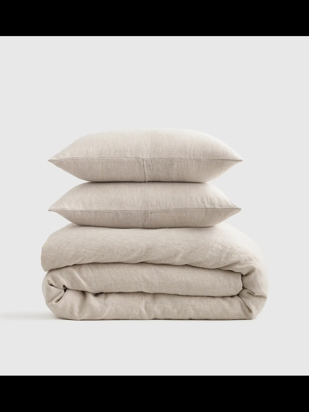 QUINCE European Linen Duvet Cover Set, Two Shams Natural Chambray King Cal King